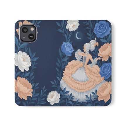 🌙🌸 The Lady Of The Moonlit Flowers Flip Case – Art Deco Floral Reverie