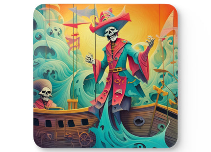 Skeleton Crew of the Misty Seas Corkwood Coaster Set