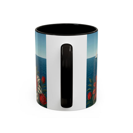 ⛵🌹 The Seaside Rose Traveler Colorful Mug – Art Deco Floral Elegance