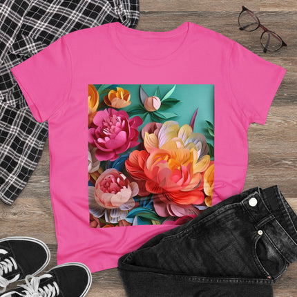 Peonies in Full Bloom Women's Midweight Cotton Tee