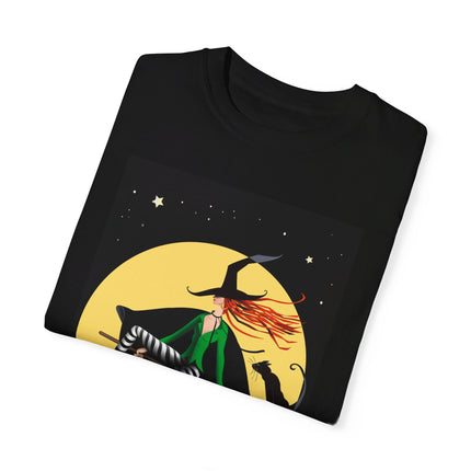 A Witch’s Moonlit Flight Unisex Garment-Dyed T-shirt