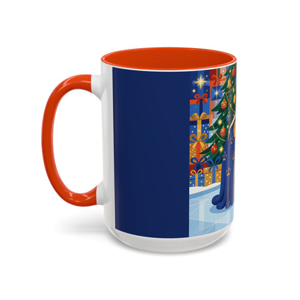 👑🎄 The Christmas Queen Of Golden Bells Colorful Mug – Art Deco Holiday Elegance