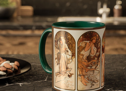 The Seasons by Alphonse Maria Mucha Colorful Mugs (11oz, 15oz)