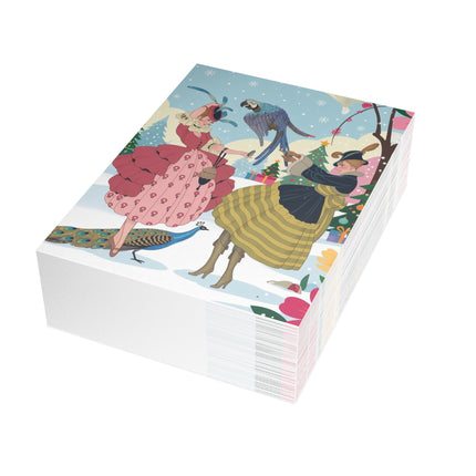 🦚❄️ The Ladies Of The Winter Aviary Greeting Card – Art Deco Holiday Fantasy