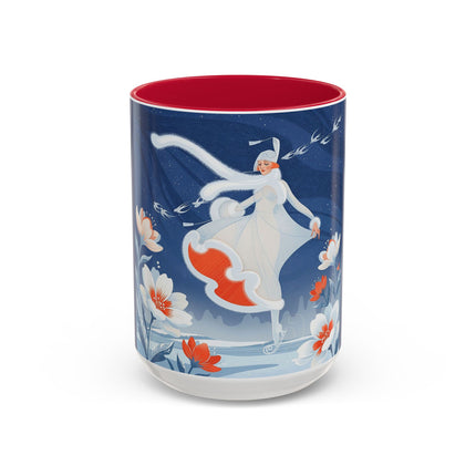 ❄️⛸️ The Winter Skater’s Flight Colorful Mug – Art Deco Floral Fantasy