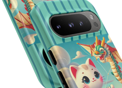 Geisha Kitten and the Dragon Kite Phone Cases