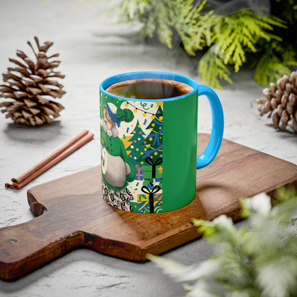 🍀🎄 The Emerald Holly Christmas Colorful Mug – Art Deco Holiday Elegance