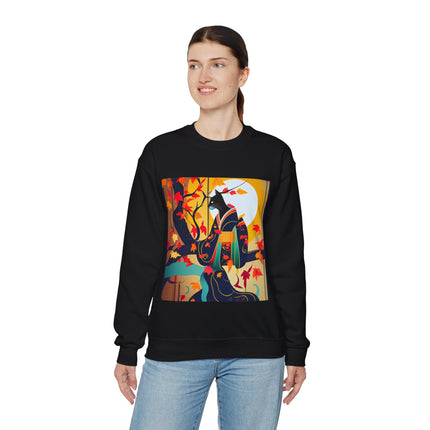 Black Cat in Kimono Unisex Heavy Blend™ Crewneck Sweatshirt