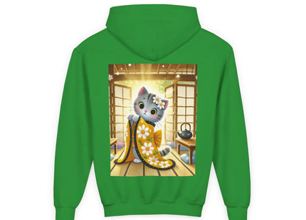 Playful Kitten in the Tea Room Youth Heavy Blend Hooded Sweatshirt