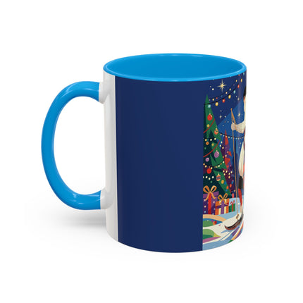 🌙🎿 The Moonlit Christmas Skier Colorful Mug – Whimsical Holiday Fantasy