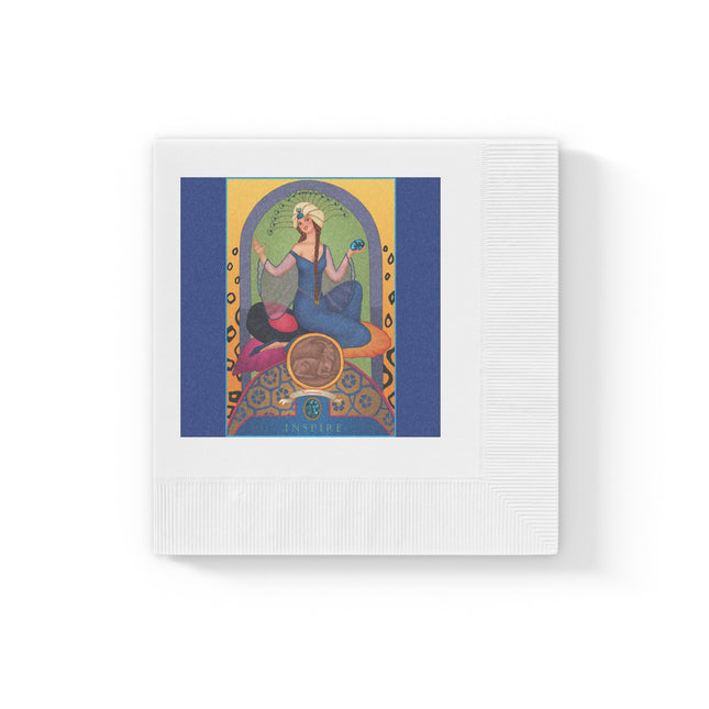 December & Tanzanite Zodiac White Coined Napkins