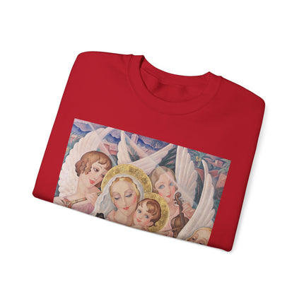 Madonna with Child Surrounded by Musical Angels by Gerda Wegener Heavy Blend™ Crewneck Sweatshirt