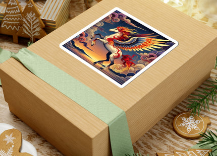 Flame-Winged Horse at Sunset Kiss-Cut Stickers (4 Sizes)
