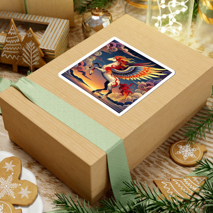 Flame-Winged Horse at Sunset Kiss-Cut Stickers (4 Sizes)