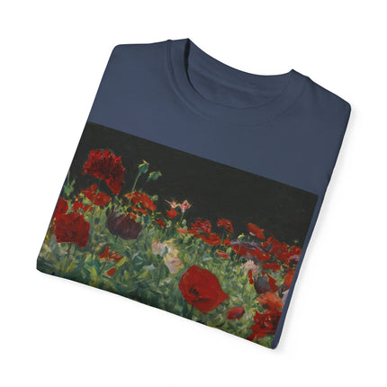 Poppies (A Study of Poppies for Carnation, Lily, Lily, Rose) by John Singer Sargent Unisex Garment-Dyed T-shirt