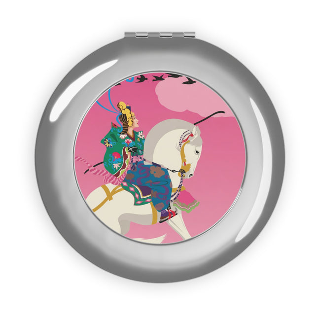 Samurai Princess on the White Steed Compact Mirror – Bold Fantasy & Elegant Adventure