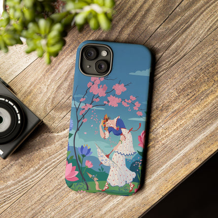 🌸☂️ The Lady Of The Falling Blossoms Phone Case – Art Deco Garden Whimsy
