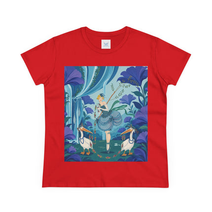 🪶🌺 The Pelican Garden Dance Cotton Tee – Art Deco Botanical Whimsy
