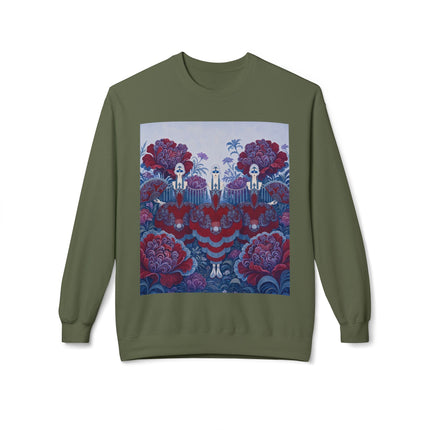 🎭🌺 The Enchanted Garden Masquerade Trio Midweight Crewneck Sweatshirt – Art Deco Floral Elegance