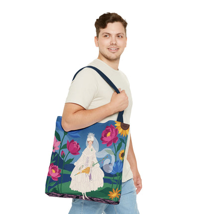 🌸👑 The Lady Of The Enchanted Flower Crown Tote Bag – Art Deco Garden Fantasy