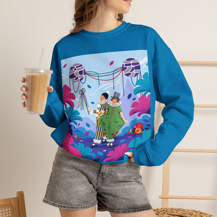 🎭🌸 The Garden Masquerade Crewneck Sweatshirt – Art Deco Floral Whimsy