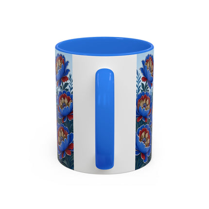 💙🌺 The Sapphire Blossom Garden Dancer Colorful Mug – Art Deco Fashion Fantasy