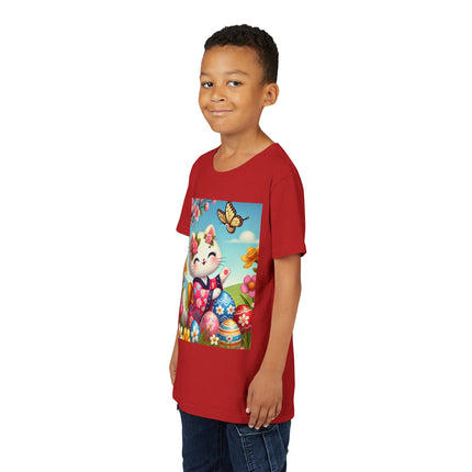 Easter Kitten and Painted Eggs Youth Short Sleeve Tee