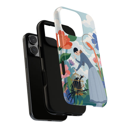 🦜🌺 The Lady Of The Garden Aviary Phone Case – Art Deco Floral Whimsy