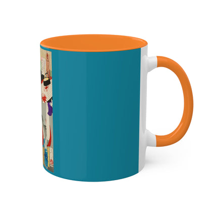 Looking Observant; The Appearance of a Kyoto Waitress of the Meiji Era by Tsukioka Yoshitoshi Colorful Mugs, 11oz