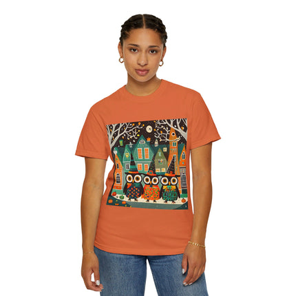Night of the Trick-or-Treating Owlets Unisex Garment-Dyed T-shirt