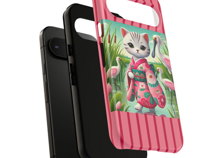Geisha Kitten Strolls Among the Spoonbills Phone Cases