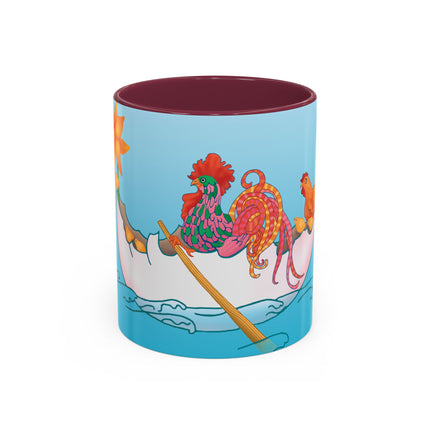 A Rooster's Seafaring Adventure Colorful Mugs, 11oz