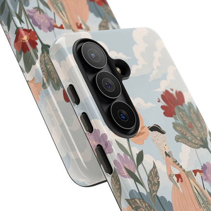 🌹🐈 The Lady And Puss In Boots Phone Case – Art Deco Floral Whimsy