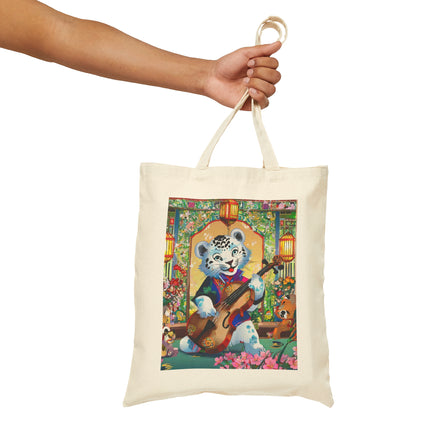 Melodies of the Snow Lion Cub Cotton Canvas Tote Bag