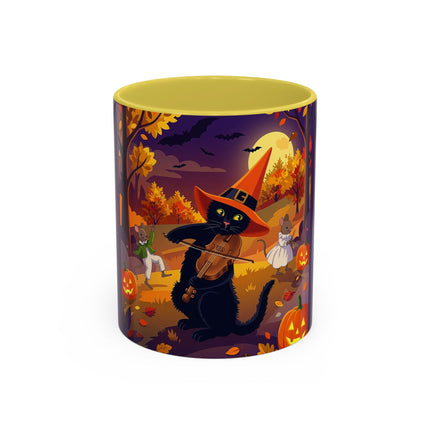 🐈‍⬛🎻 The Black Cat's Moonlit Melody Colorful Mug – Whimsical Halloween Music