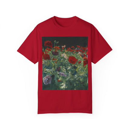 Poppies (A Study of Poppies for Carnation, Lily, Lily, Rose) by John Singer Sargent Unisex Garment-Dyed T-shirt