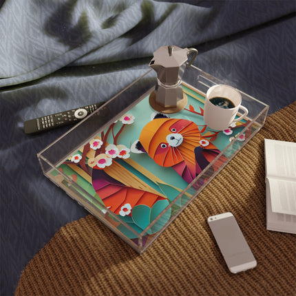 A Playful Red Panda Acrylic Serving Tray