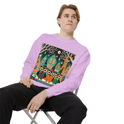 Night of the Trick-or-Treating Owlets Unisex Garment-Dyed Sweatshirt