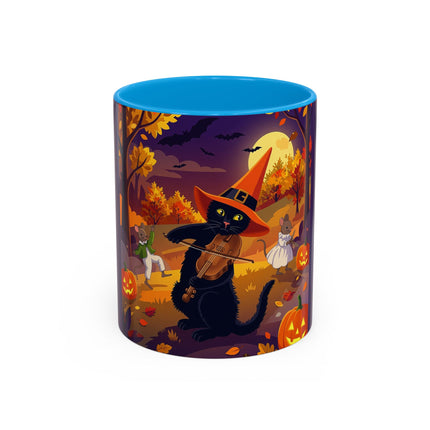 🐈‍⬛🎻 The Black Cat's Moonlit Melody Colorful Mug – Whimsical Halloween Music