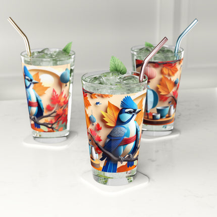 Blue Jay at an Autumn Tea Ceremony Glass, 16oz