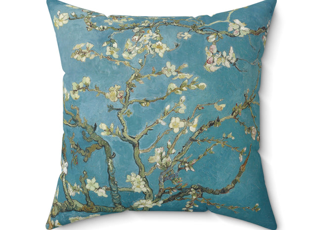 Almond Blossom by Vincent van Gogh Spun Polyester Square Pillow