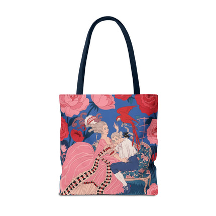 🌹🦜 The Lady Of The Scarlet Parrot Tote Bag – Art Deco Floral Elegance