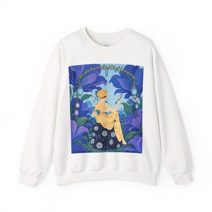 🪞🌺 The Enchanted Garden Mirror Crewneck Sweatshirt – Art Deco Fashion Whimsy