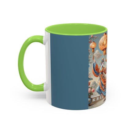 Golden Dragon & Lantern Lady Colorful Mug – Imperial Dragon & Elegant Harmony