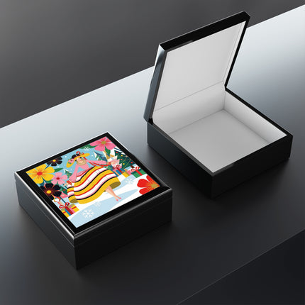 🌼🎄 The Christmas Blossom Belle Jewelry Box – Colorful Art Deco Holiday Fantasy