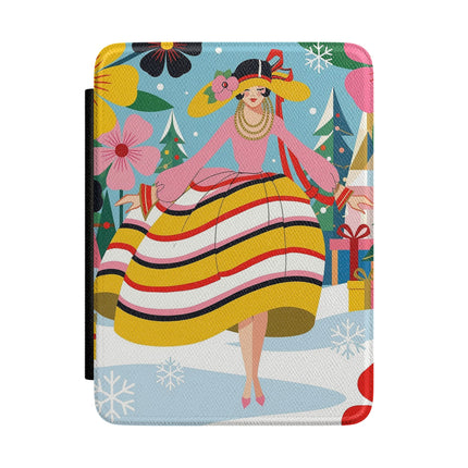 🌼🎄 The Christmas Blossom Belle Kindle Case – Colorful Art Deco Holiday Fantasy