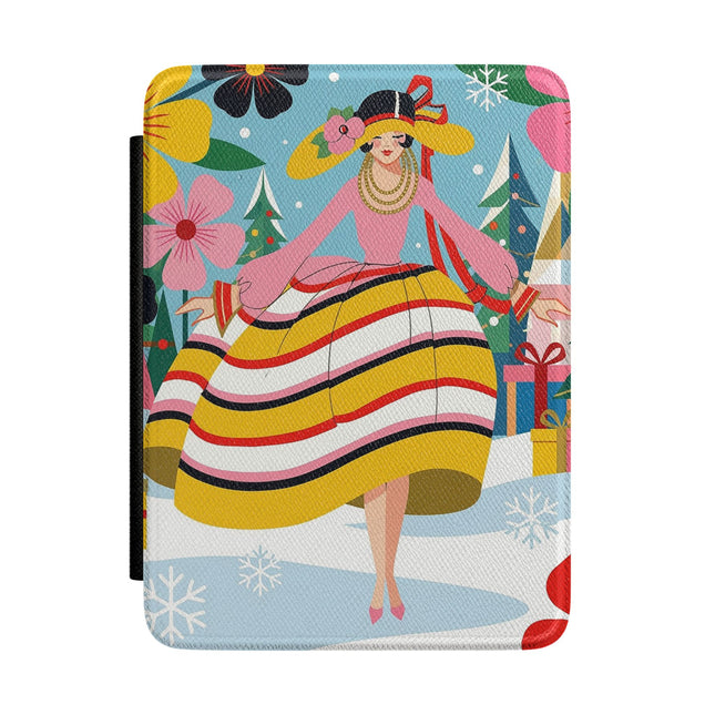 🌼🎄 The Christmas Blossom Belle Kindle Case – Colorful Art Deco Holiday Fantasy