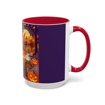 🐈‍⬛🎻 The Black Cat's Moonlit Melody Colorful Mug – Whimsical Halloween Music