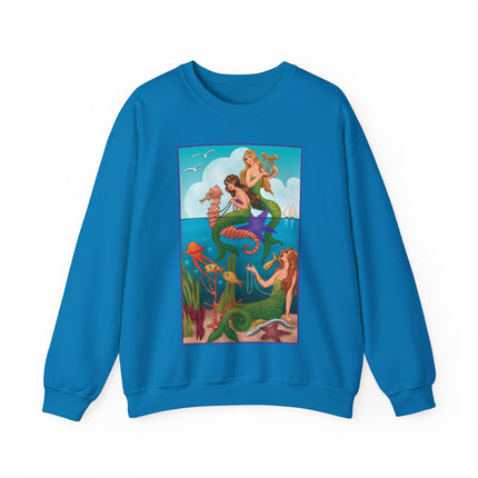 Three Mermaids with Strings of Pearls by Carlo Chiostri Heavy Blend™ Crewneck Sweatshirt