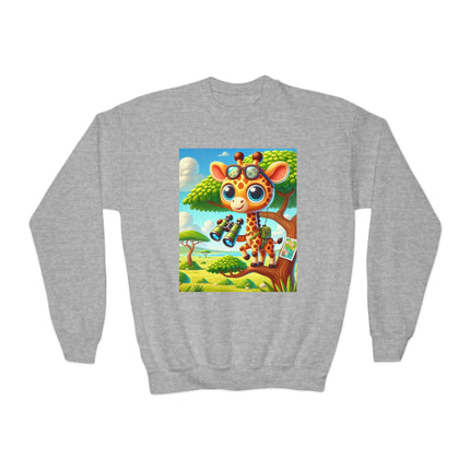 Giraffe Lookout Youth Crewneck Sweatshirt – Adventure, Curiosity & Playful Imagination